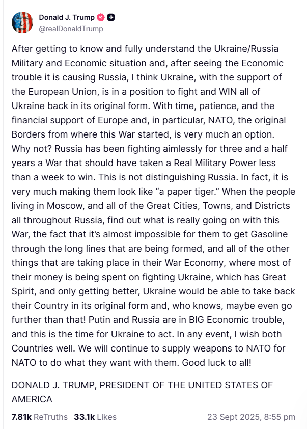 2025 09 23 TS Trump Ukraine